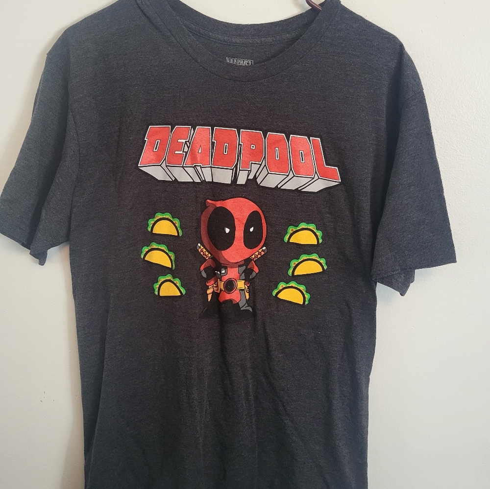 Marvel Deadpool Taco T-Shirt Cotton Charcoal Gray Size L